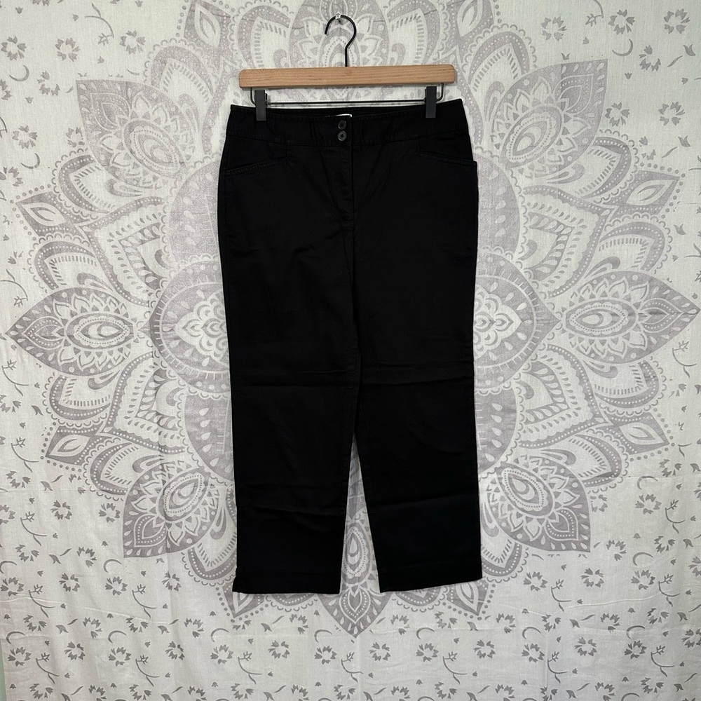 Euc $98 Ann Taylor Loft Black Stretch Capri Cropped Pants Work Career Petite 6 P